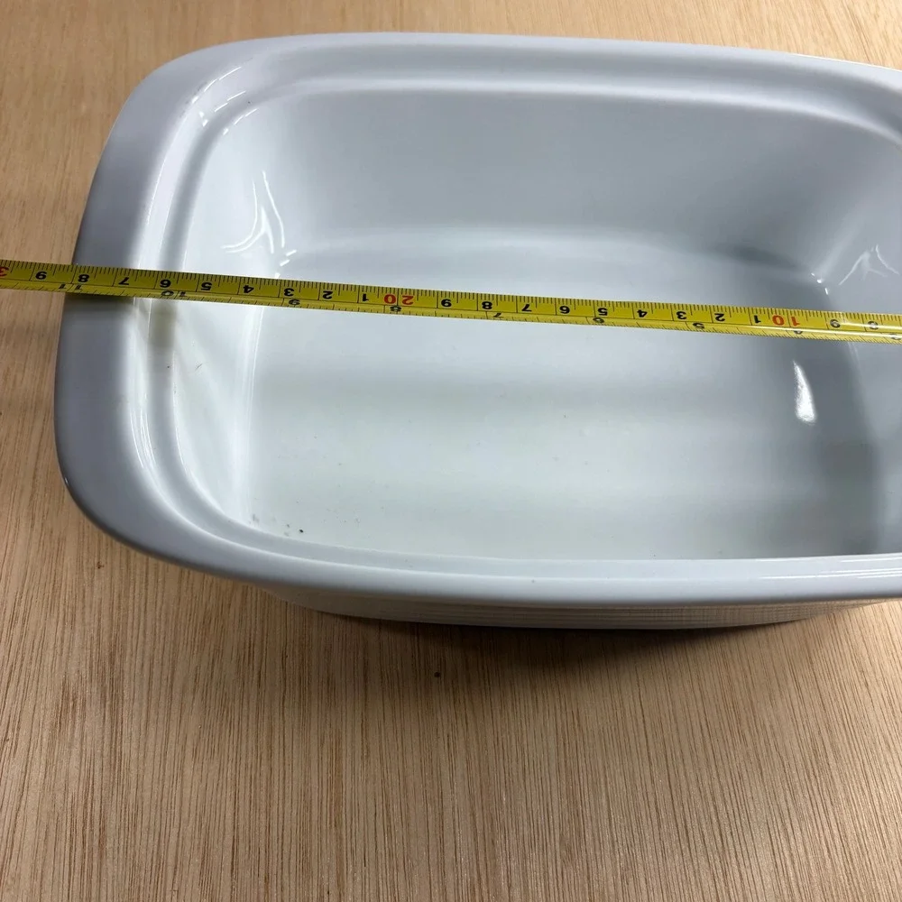 White Ceramic Rectangular Baking Dish Casserole Stoneware Serving Pan 10in